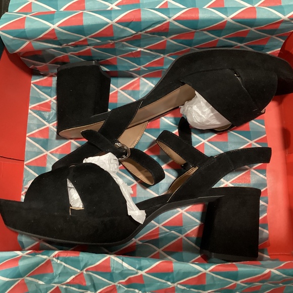 AEROSOLES BLACK SUEDE PLATFORM SANDAL | SZ 12 M - Picture 1 of 12